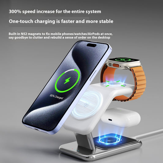 Magnetic Bracket Wireless Charger Three-in-one Earphone Watch Charger