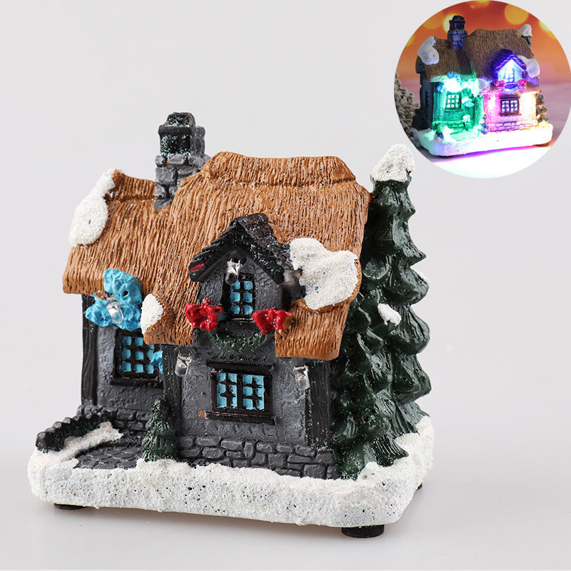 Christmas Decorations Resin Small House Micro Landscape Ornaments