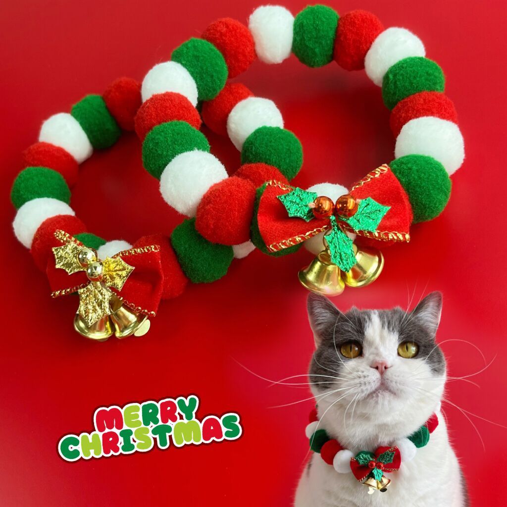 Pet Christmas Bowknot Collar Cat Scarf