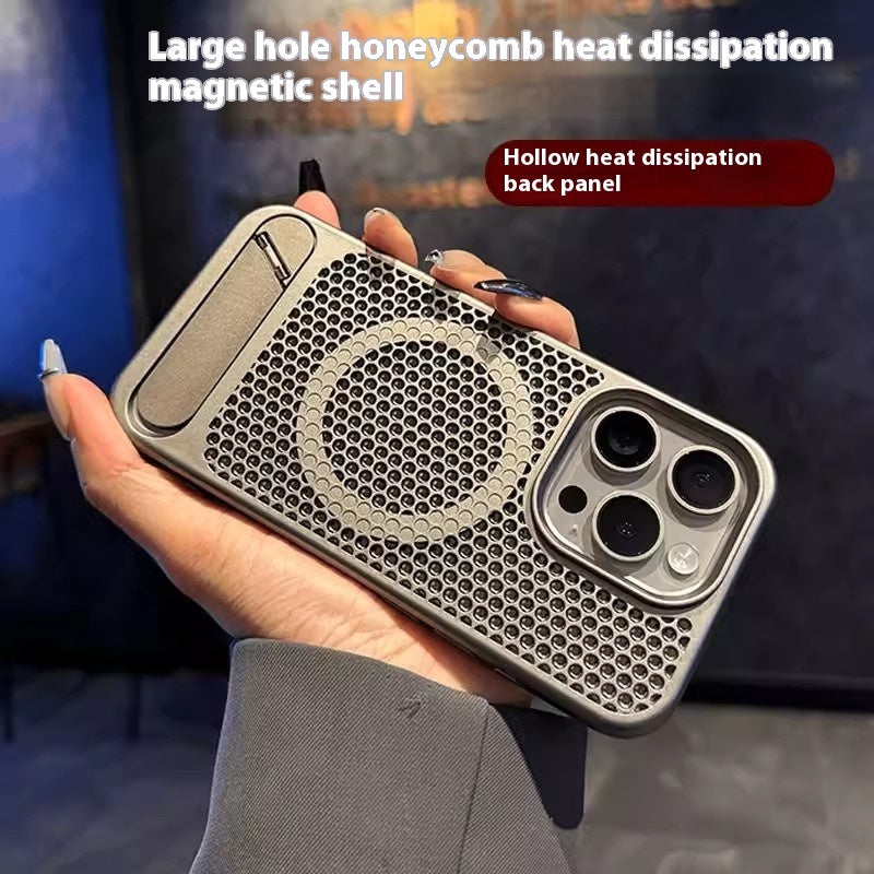 Applicable 16ProMax Magnetic Suction Breathable Bracket Phone Case BargainsRule