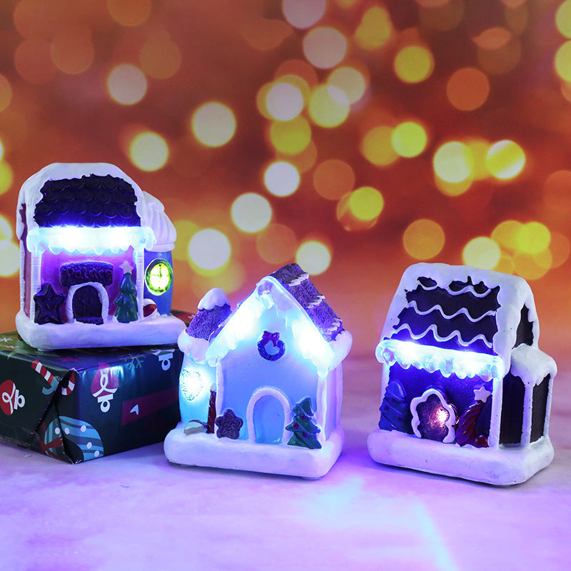 Christmas Decorations Resin Small House Micro Landscape Ornaments