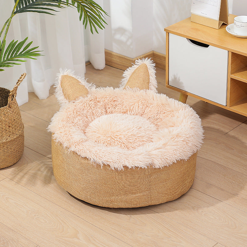 Supply Best Selling Faux Far Comfortable Plush Indoor Cat Bed House Cat Bed Plush Dog Cat Fluffy Bed BargainsRule