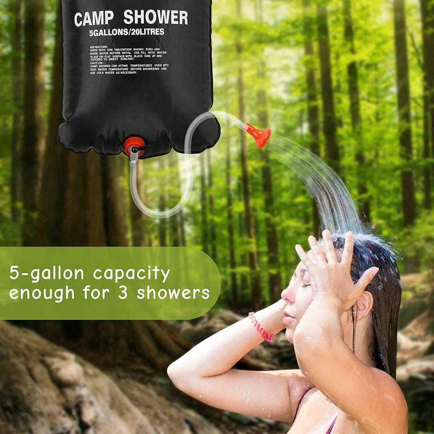 20L Camping Shower Portable Compact Solar Sun Heating Bath Bag Outdoor Travel