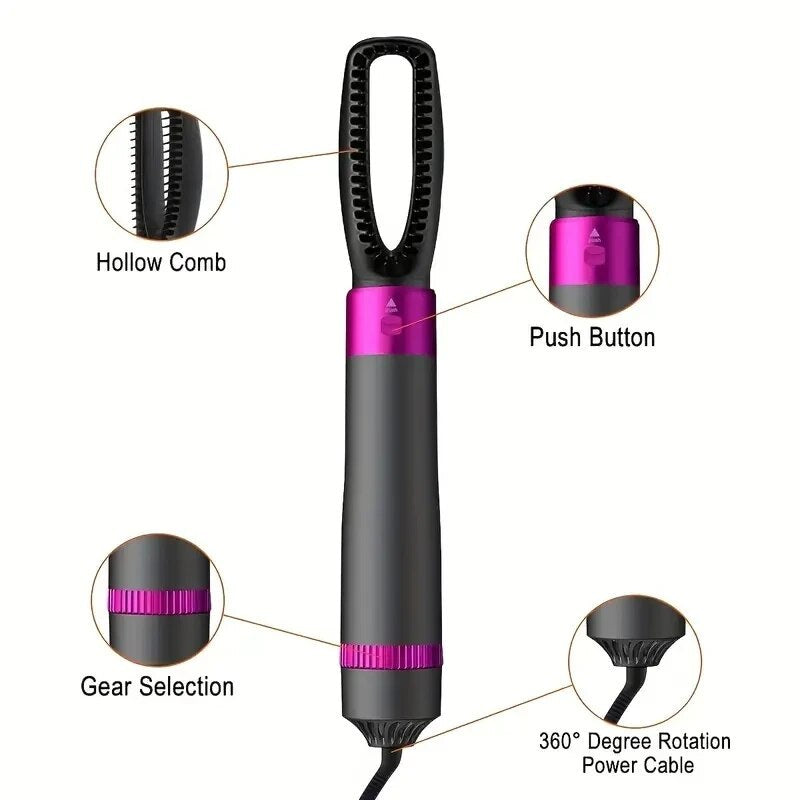 5 In 1 Hair Dryer Brush Hot Air Brush & Volumizer Styler Set With Interchangeable Brush Head Negative Ionic Blow Dryer