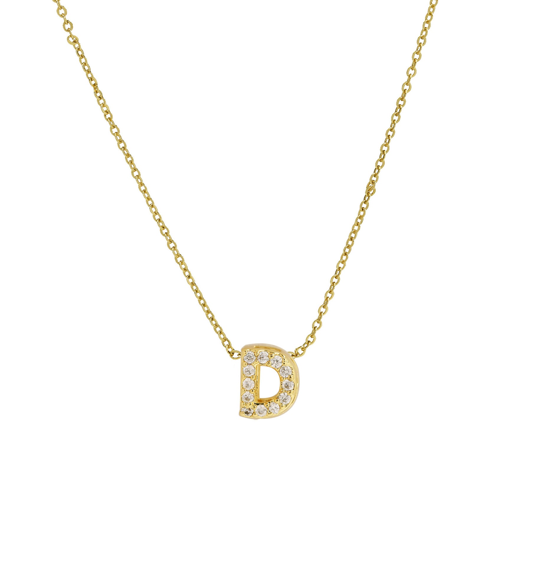 Gold Micro Inlaid With Diamond All-match Classic 26 English Letters Necklace Pendant BargainsRule