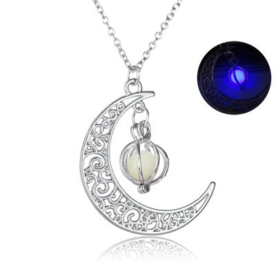 Fashion Moon Natural Glowing Stone Healing Necklace Women Gift Charm Luminous Pendant Necklace Jewelry BargainsRule