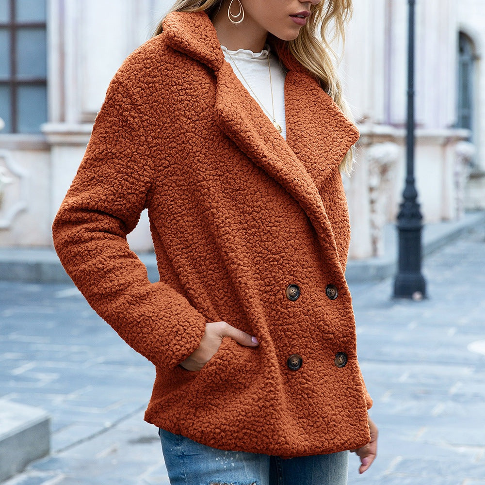 Loose Lapel Fluffy Coat Winter Button Jacket Cardigan Outwear For Women Clothing BargainsRule