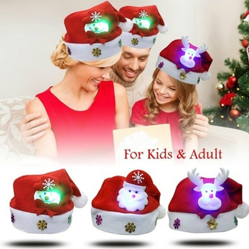 Christmas Decorations Non-woven Cartoon Applique Luminous Hat BargainsRule