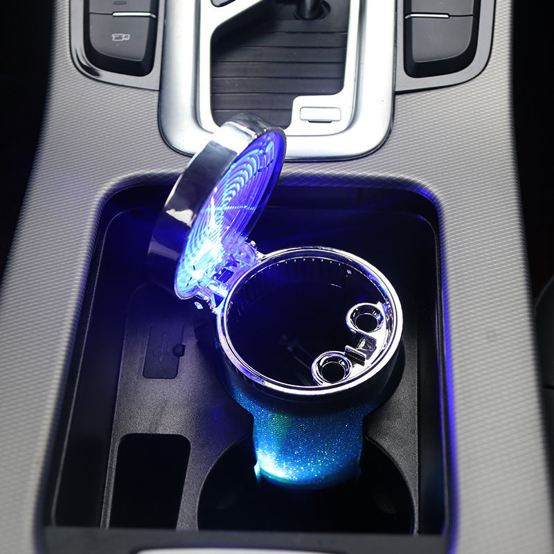 Car Ashtray With LED Light RGB Ambient Light Cigarette Cigar Ash Tray Container Trash Can Portable Ashtray Auto Accessories BargainsRule