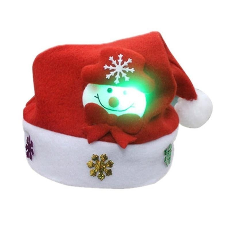 Christmas Decorations Non-woven Cartoon Applique Luminous Hat BargainsRule