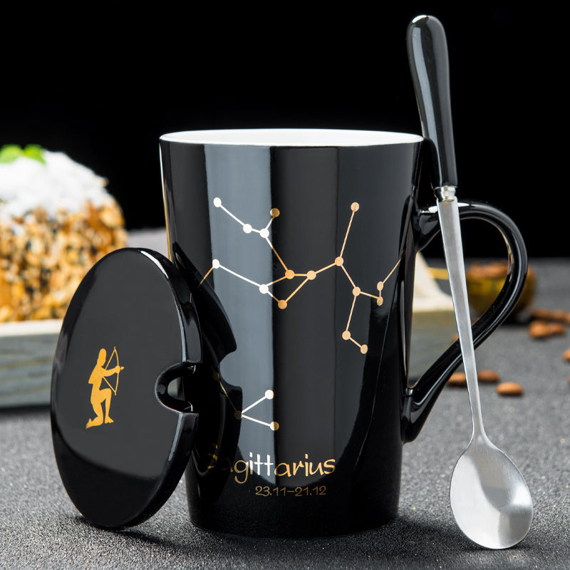 Personalized cup ceramic mug with lid spoon