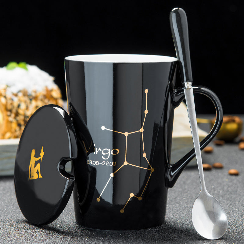 Personalized cup ceramic mug with lid spoon