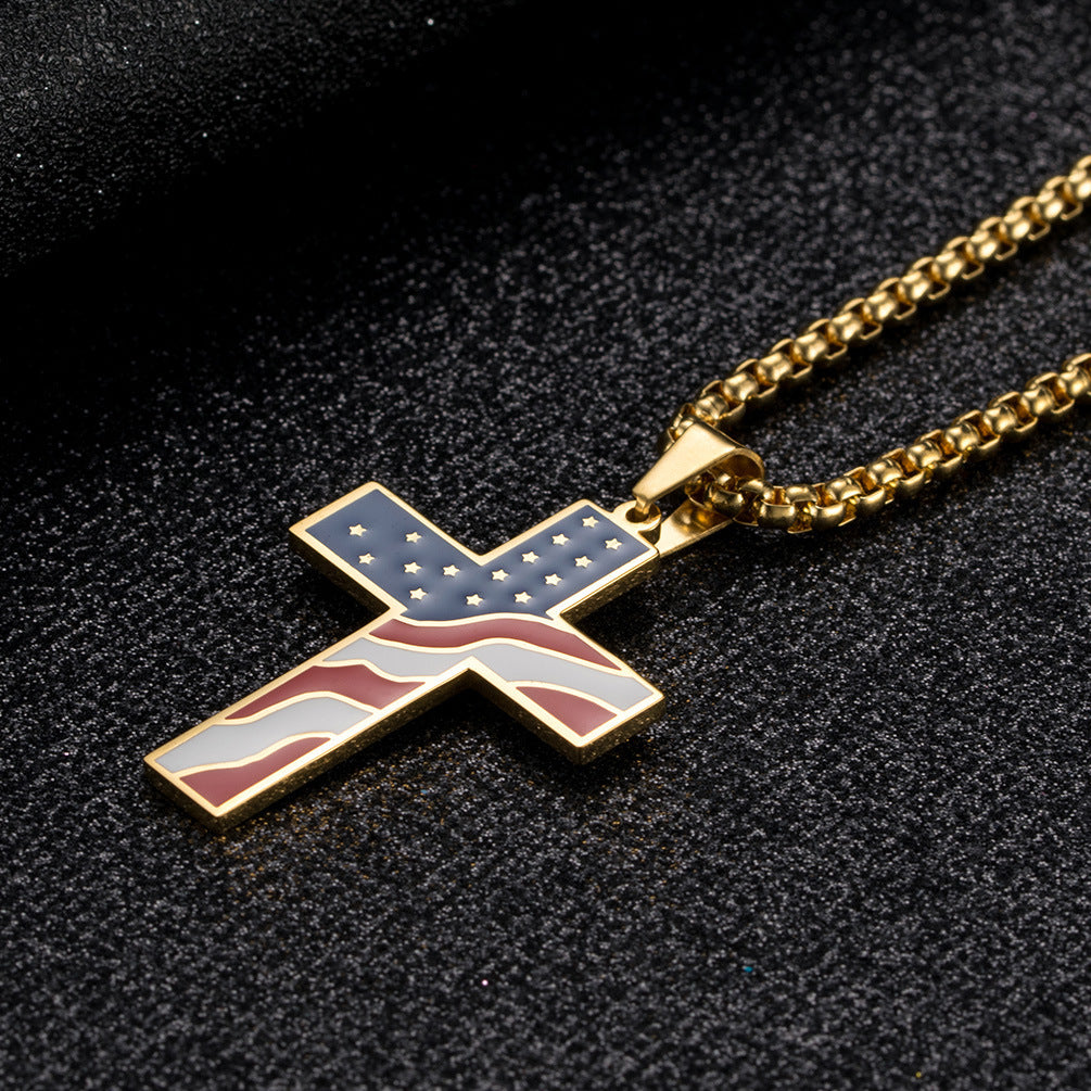 Flag Cross Necklace BargainsRule