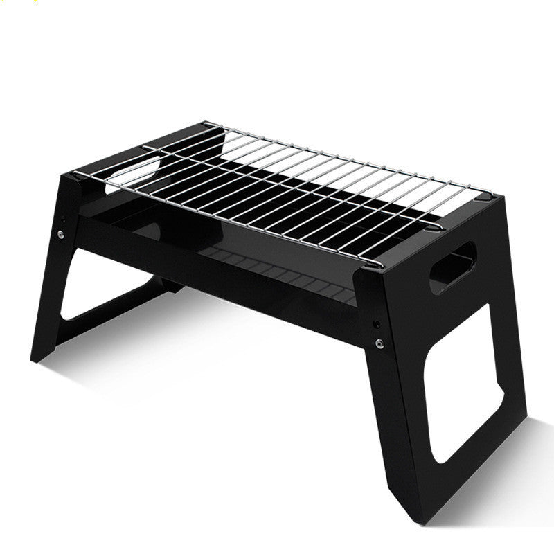 Folding Outdoor Barbecue Grill Iron Rotisserie Chicken Meat Kebab Roasting Rack Portable Camping Picnic BBQ Charcoal Stove Stand BargainsRule