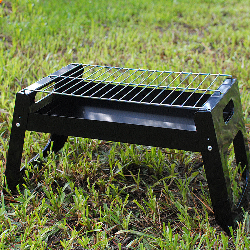 Folding Outdoor Barbecue Grill Iron Rotisserie Chicken Meat Kebab Roasting Rack Portable Camping Picnic BBQ Charcoal Stove Stand BargainsRule