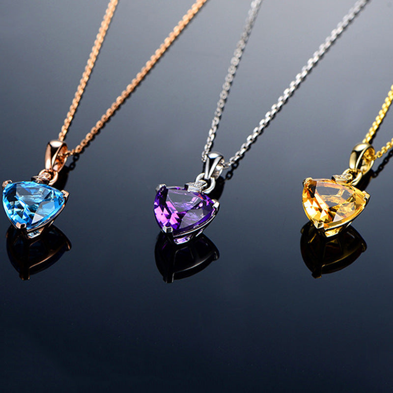 Triangle Topaz Pendant In Europe And America