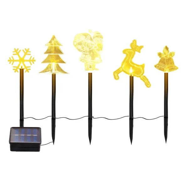 5Pcs Mixed Christmas Decoration Light Solar Stake Light Waterproof Reindeer Snowflake Bell Christmas Tree Santa Claus Light Outdoor Landscape Light By  Eggracks By Global Phoenix BargainsRule