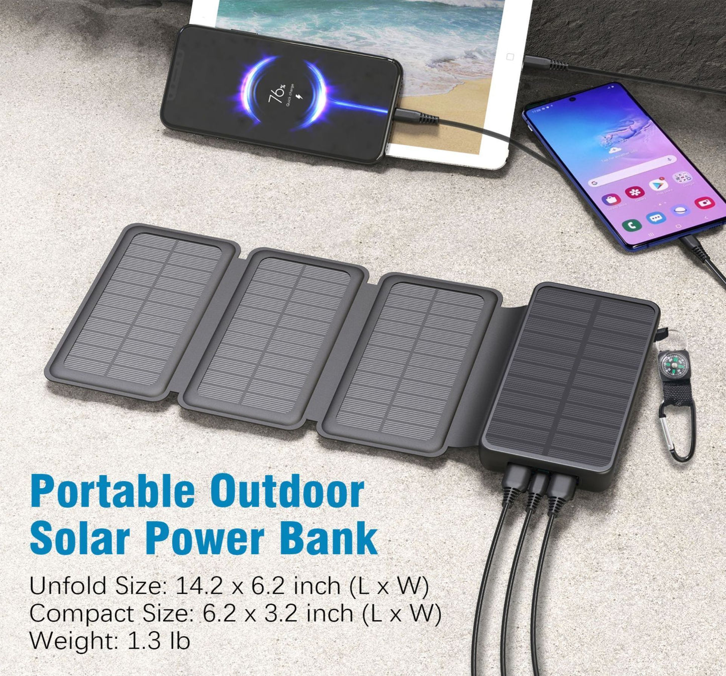 Folding Fast Charge Solar Charging Unit 20000 MA Large Capacity Portable Outdoor Folding Mobile Power Supply