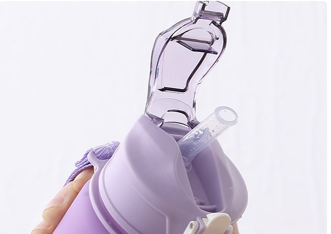 Large Capacity Sports Plastic Scale Water Bottle Portable Sports Bottle Portable Drinking Cup With Straw