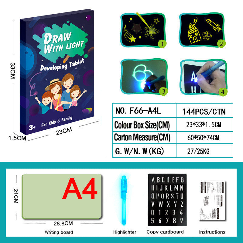 Educational Toy Drawing Pad 3D Magic 8 Light Effects Puzzle Board Sketchpad BargainsRule