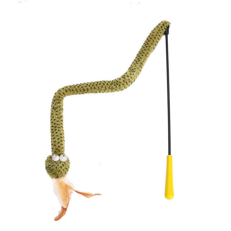 Snake Cat Teasing Stick Cat Toy Cat Teasing Artifact Cat Cat Supplies Self-hi To Relieve Boredom Feather Long Pole BargainsRule