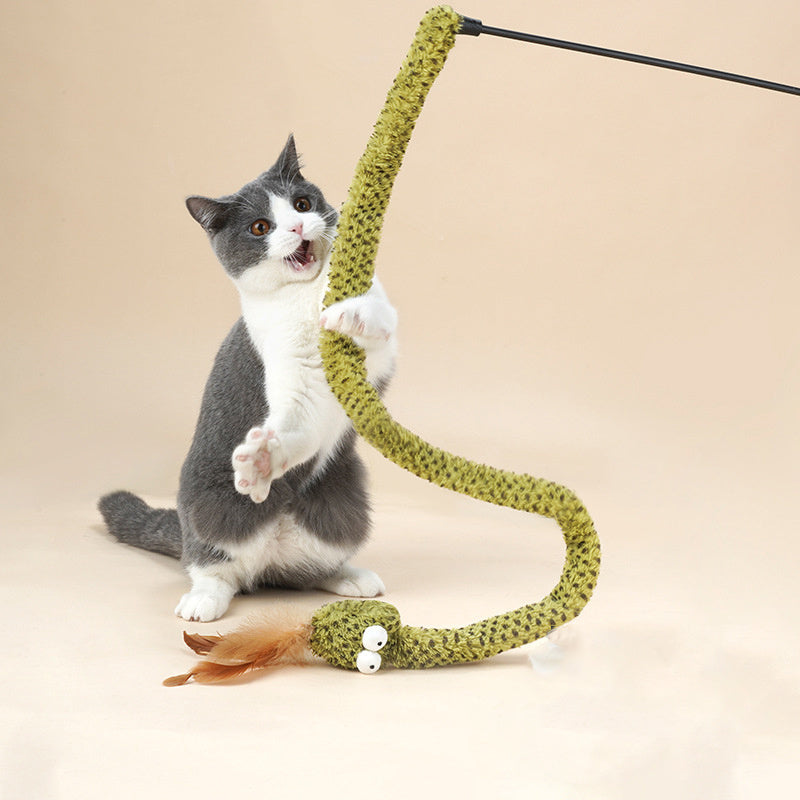 Snake Cat Teasing Stick Cat Toy Cat Teasing Artifact Cat Cat Supplies Self-hi To Relieve Boredom Feather Long Pole BargainsRule