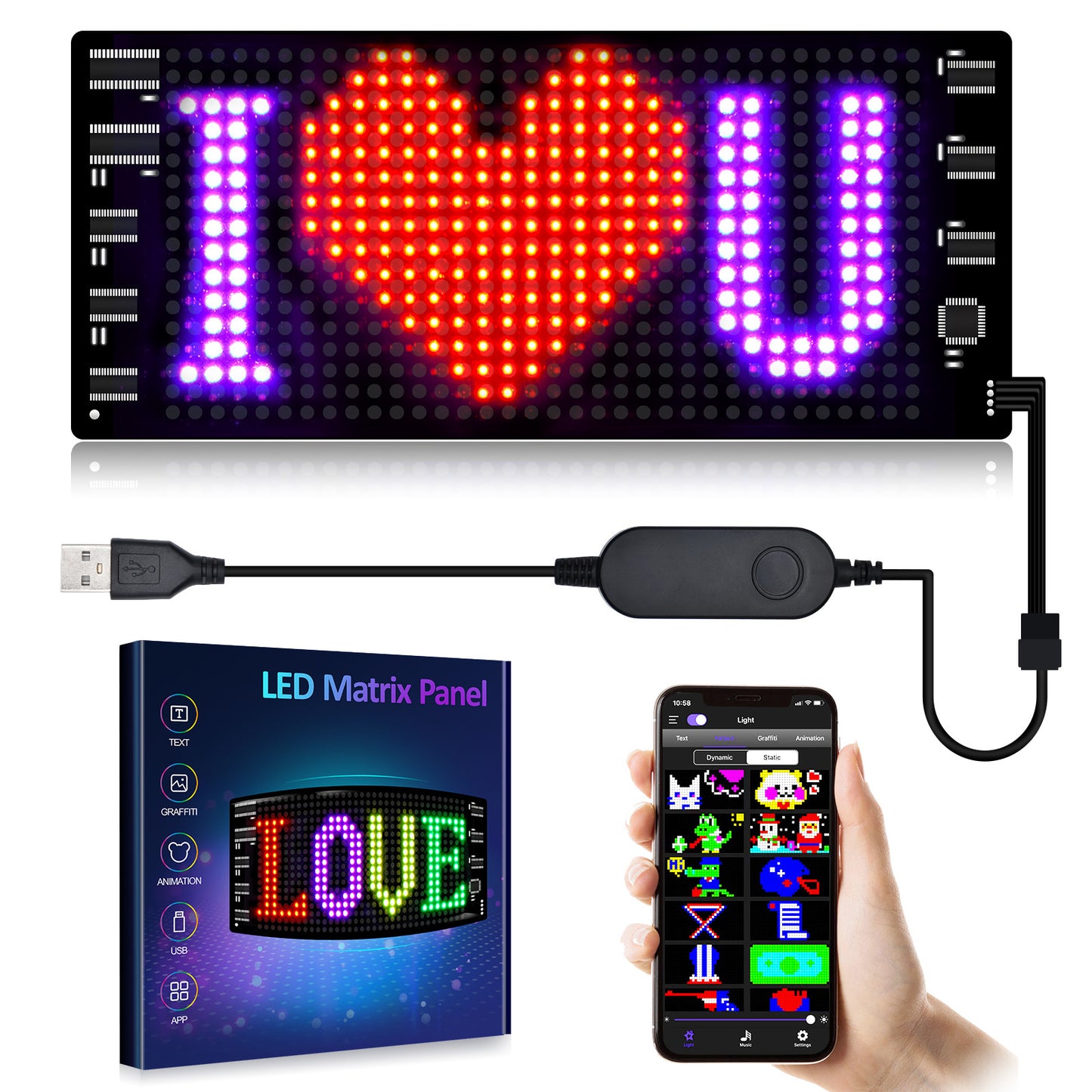 Programmable Car LED Sign LED Full-color Advertising Screen Ultra-thin Display Screen Custom Text Pattern Animation Display Car BargainsRule