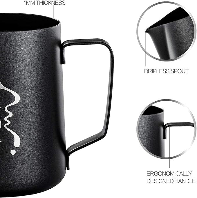 Milk Frothing Pitcher, Stainless Steel Creamer Non-Stick Coating Frothing Pitcher , Matte Finish