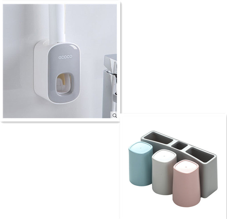 Wall Mounted Automatic Toothpaste Holder Bathroom Accessories Set Dispenser BargainsRule