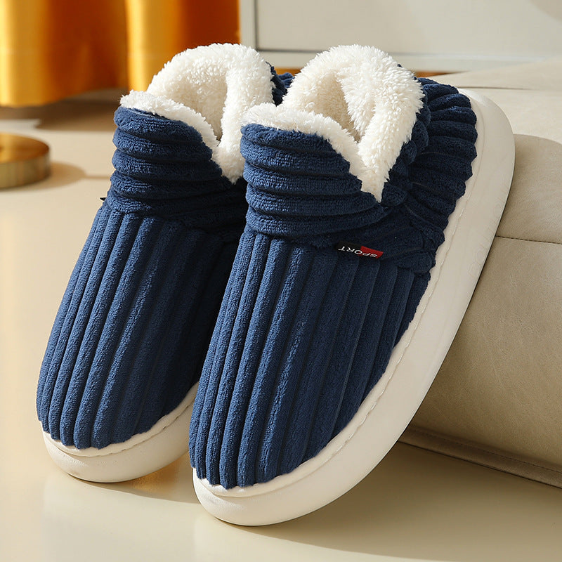 Men Winter New Women Cotton Slippers Outdoor Fashion Couple Slippers Warm Indoor Bedroom Cotton Plush Shoes Fleece Fluffy BargainsRule