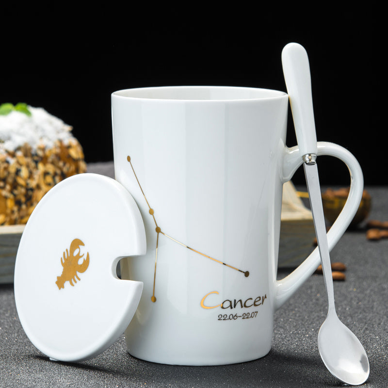 Personalized cup ceramic mug with lid spoon