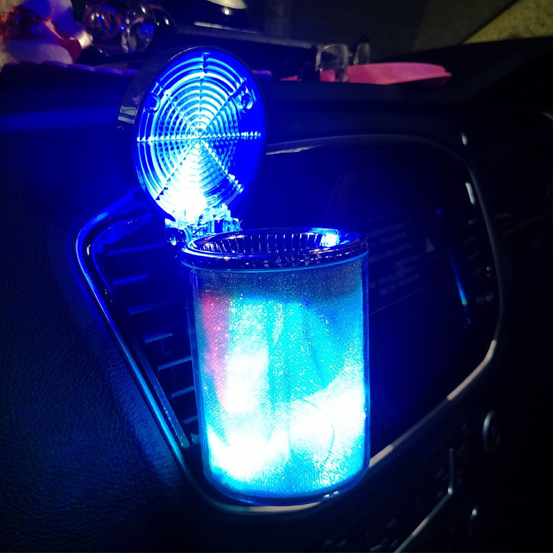 Car Ashtray With LED Light RGB Ambient Light Cigarette Cigar Ash Tray Container Trash Can Portable Ashtray Auto Accessories BargainsRule