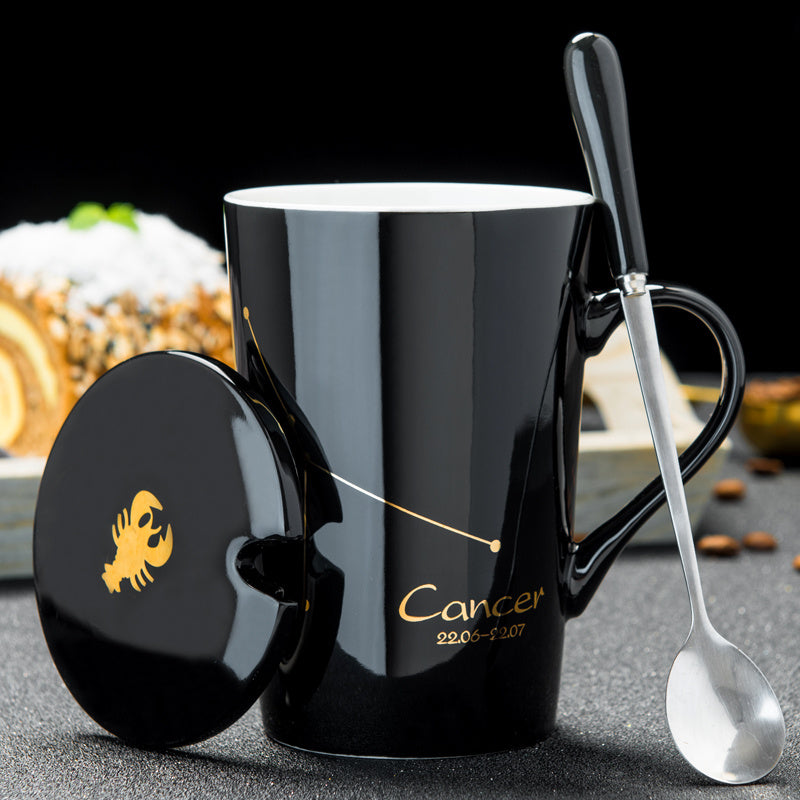 Personalized cup ceramic mug with lid spoon