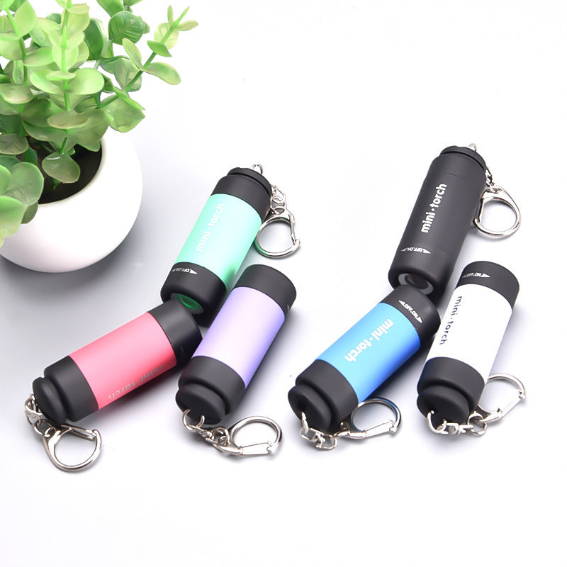 Mini Torch Strong Light Led Lighting Rechargeable Plastic Keychain Light