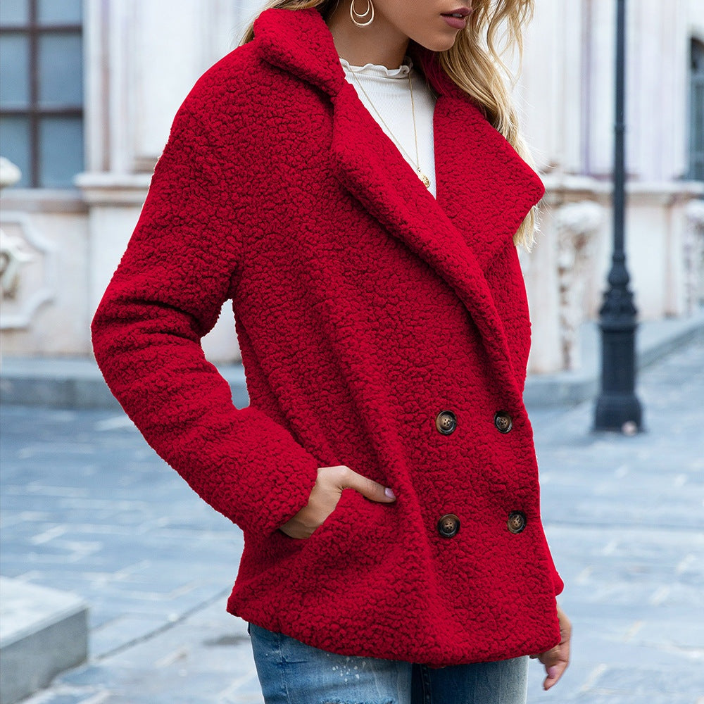 Loose Lapel Fluffy Coat Winter Button Jacket Cardigan Outwear For Women Clothing BargainsRule