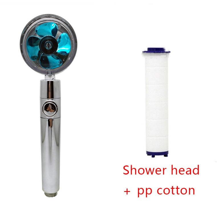 Shower Head Water Saving Flow 360 Degrees Rotating With Small Fan ABS Rain High Pressure Spray Nozzle Bathroom Accessories BargainsRule