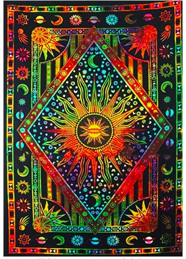 Wall-mounted sun moon tapestry psychedelic tapestry bohemian wall-mounted dormitory beach single BargainsRule