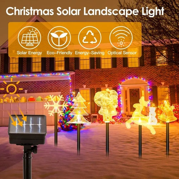 5Pcs Mixed Christmas Decoration Light Solar Stake Light Waterproof Reindeer Snowflake Bell Christmas Tree Santa Claus Light Outdoor Landscape Light By  Eggracks By Global Phoenix BargainsRule