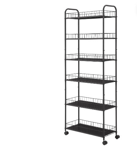 6-tier Storage Line Slim Shelves On Wheels