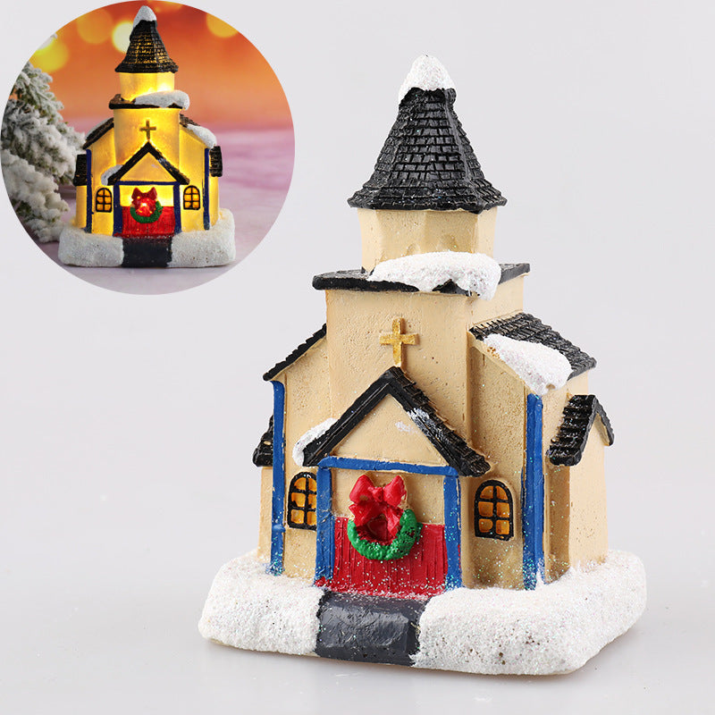 Christmas Decorations Resin Small House Micro Landscape Ornaments