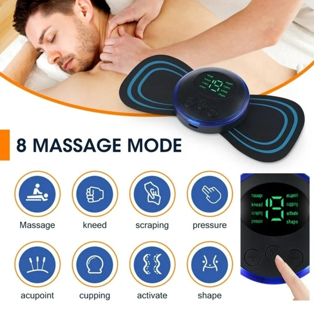 Mini Neck Massager, Lymphatic Drainage Massager, Portable Mini Back Massage Device For Neck Shoulder Back Waist, Remote Control With 8 Modes 19 Levels Adjustable & 5pcs Massage Stickers BargainsRule