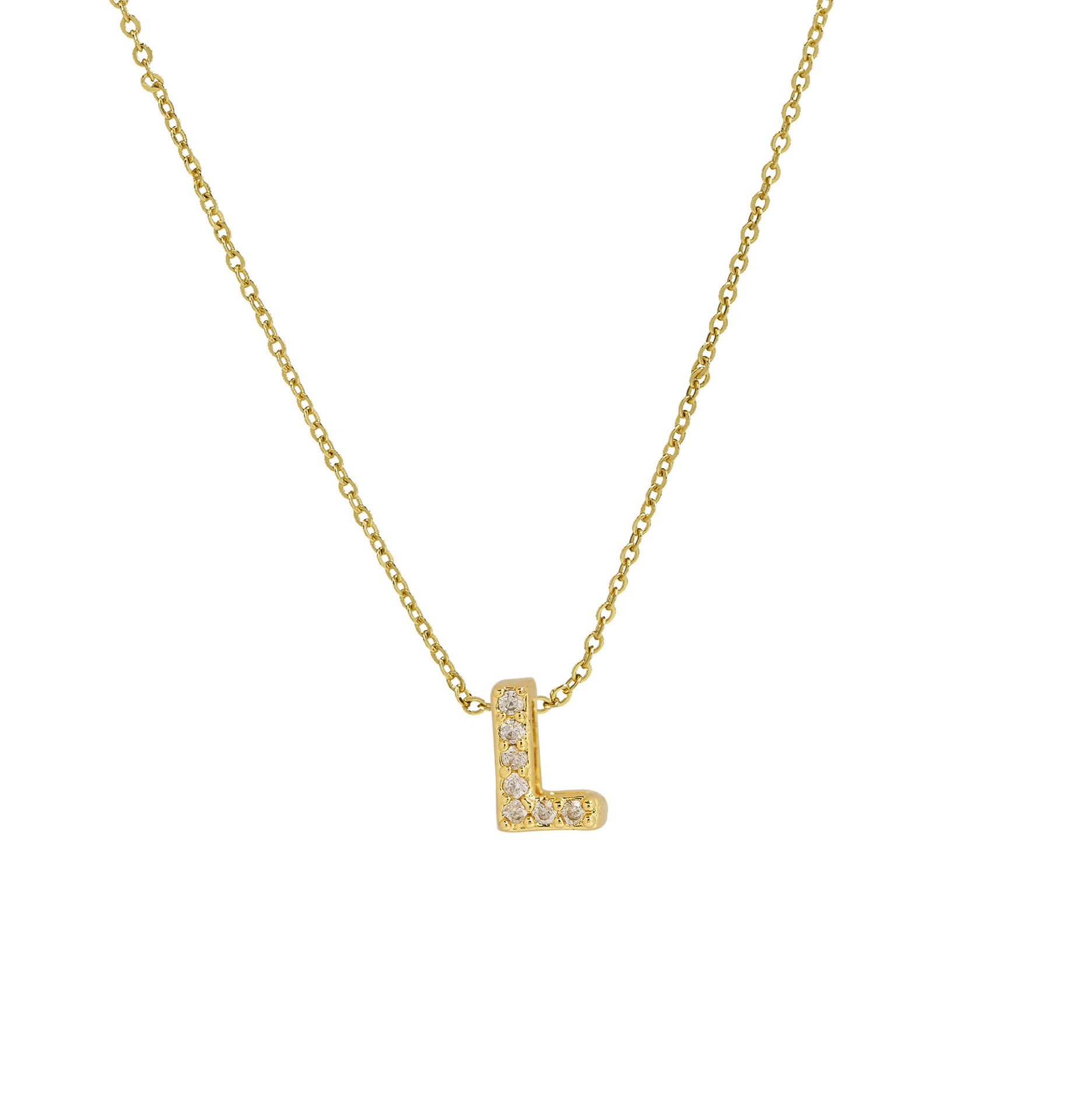 Gold Micro Inlaid With Diamond All-match Classic 26 English Letters Necklace Pendant BargainsRule