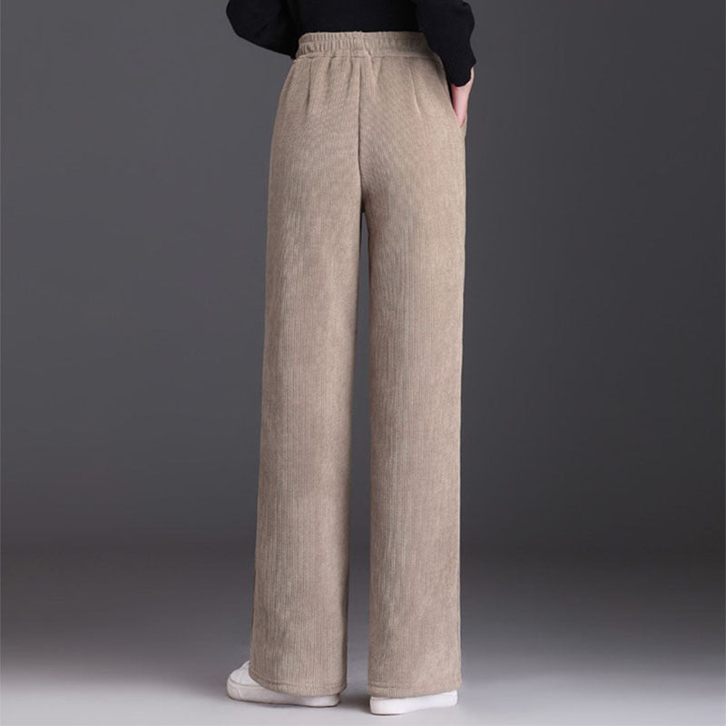 Winter Wide-leg Fleece Trousers For Women Warm Straight-leg Casual Lamb Cashmere Pants Loose Sports Sweatpants BargainsRule