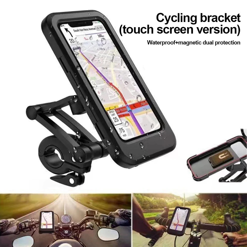 Waterproof Motorcycle Bike Mobile Phone Holder Magnetic Universal Bicycle GPS 360 Degree Swivel Adjustable Motorcycle Cellphone Holder BargainsRule