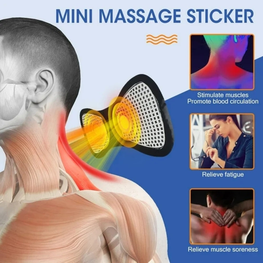 Mini Neck Massager, Lymphatic Drainage Massager, Portable Mini Back Massage Device For Neck Shoulder Back Waist, Remote Control With 8 Modes 19 Levels Adjustable & 5pcs Massage Stickers BargainsRule