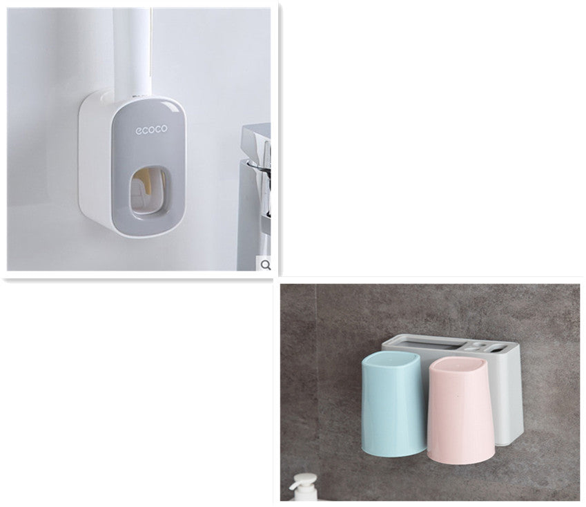 Wall Mounted Automatic Toothpaste Holder Bathroom Accessories Set Dispenser BargainsRule