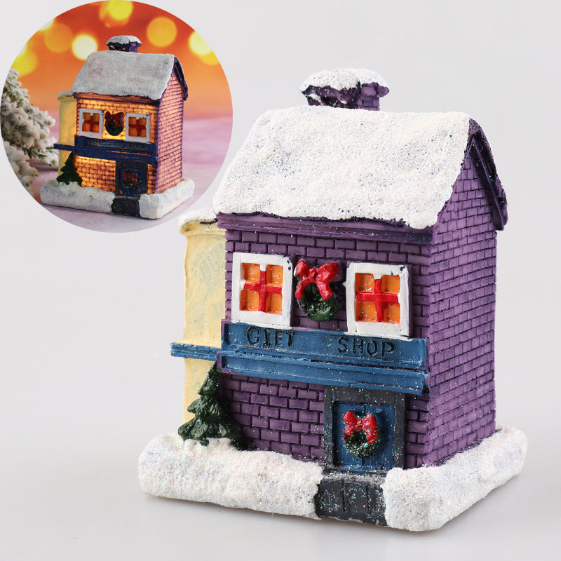 Christmas Decorations Resin Small House Micro Landscape Ornaments