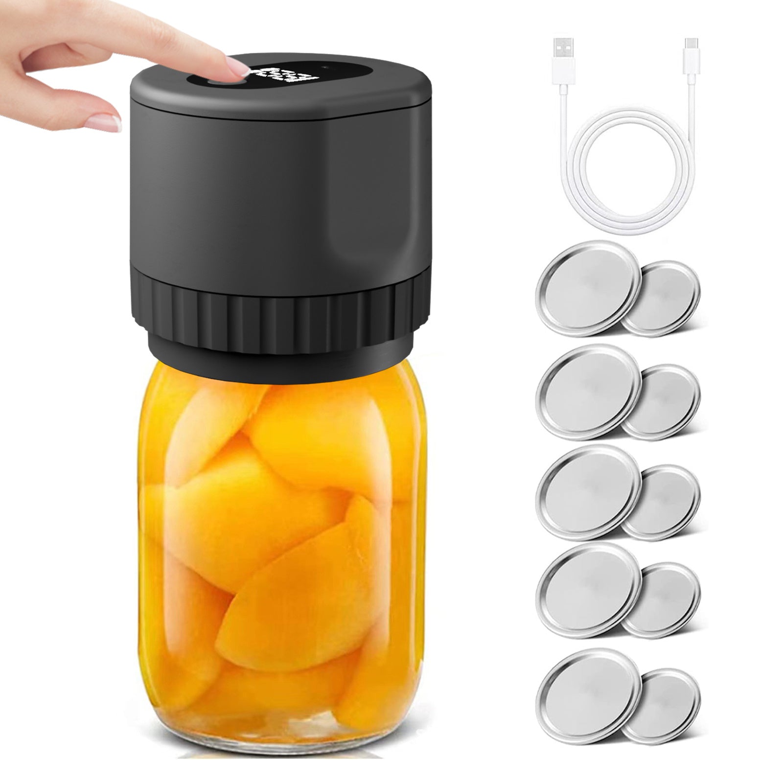 Electric Mason Jar Vacuum Sealer Kit Cordless Automatic Jar Sealer Kit for Food Storage and Fermentation with Wide-Mouth and Regular-Mouth Mason Jar Lids BargainsRule