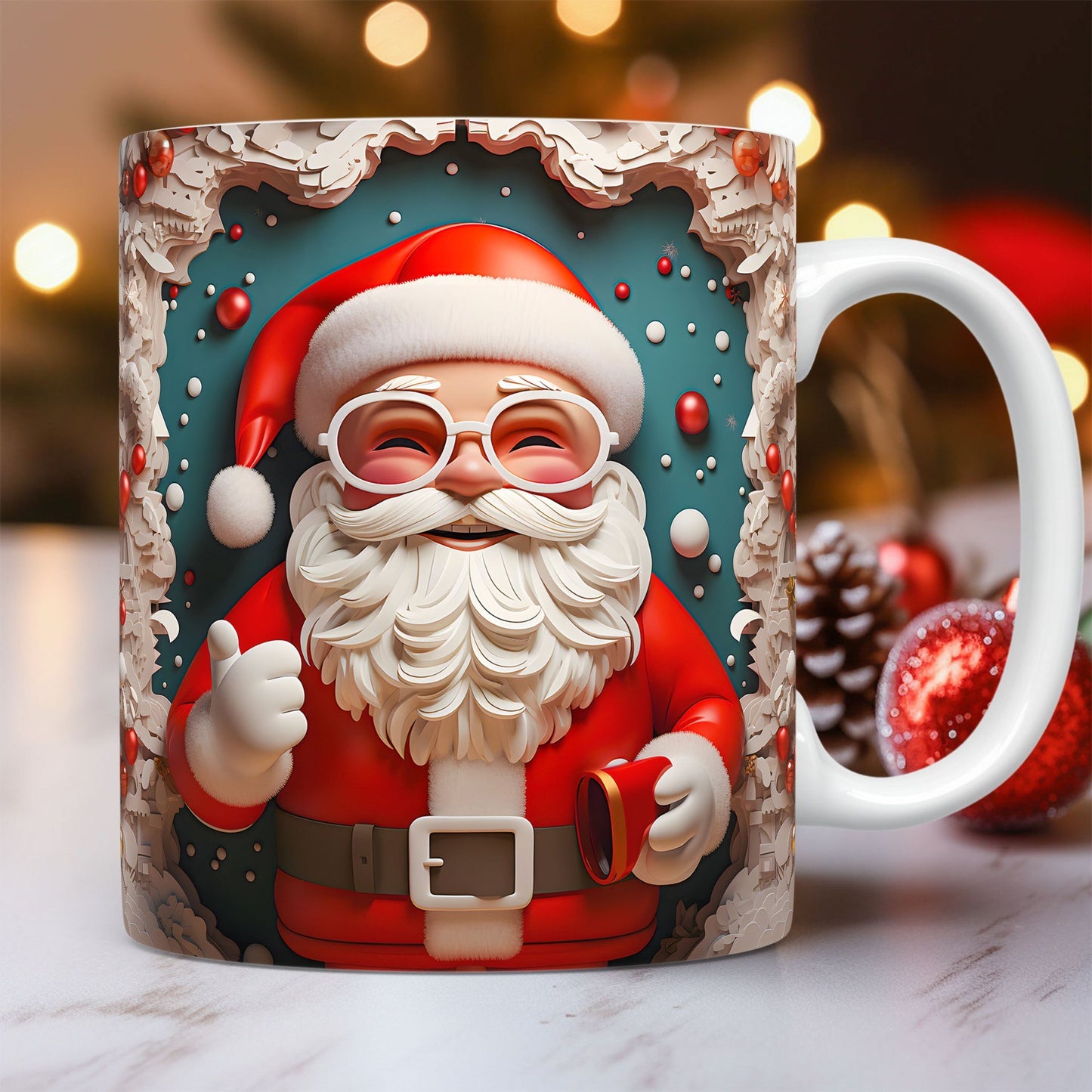 Christmas Theme Ceramic Mug 3D Santa Claus Coffee Cup Kitchen Gadgets