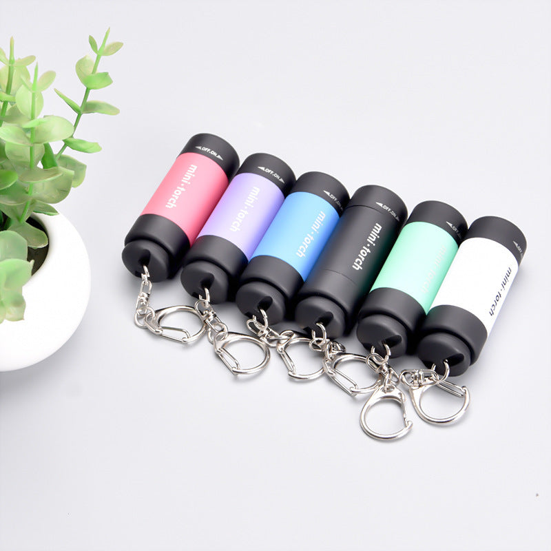 Mini Torch Strong Light Led Lighting Rechargeable Plastic Keychain Light